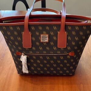 Dooney & Bourke Brown and Tan Monogram Tote